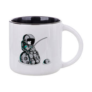 Little astronaut fishing, Κούπα κεραμική 400ml Λευκή/Μαύρη