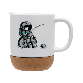 Little astronaut fishing, Ceramic coffee mug Cork (MAT), 330ml (1pcs)