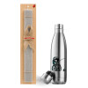 Easter Set, metallic stainless thermos flask (500ml) & scented flat Easter candle (30cm) (GRAY)