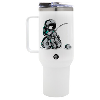 Little astronaut fishing, Mega Stainless steel Tumbler with lid, double wall 1,2L