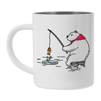 Bear fishing, Mug Stainless steel double wall 450ml