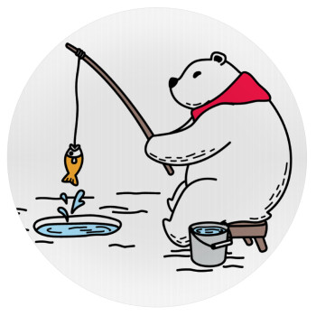 Bear fishing, Mousepad Round 20cm