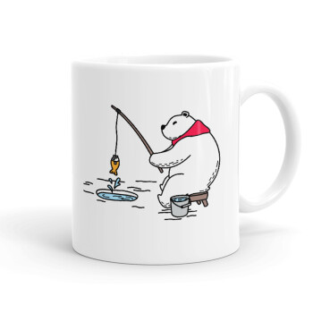 Bear fishing, Ceramic coffee mug, 330ml (1pcs)