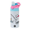 Children's hot water bottle, stainless steel, with safety straw, Pink/BlueCiel (360ml) BPA FREE