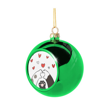 Cat paws, Green Christmas tree ornament ball 8cm