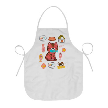 Cats and Fishes, Chef Apron Short Full Length Adult (63x75cm)