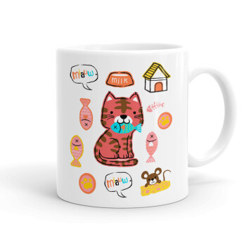 Cats and Fishes, Ceramic coffee mug, 330ml (1pcs)