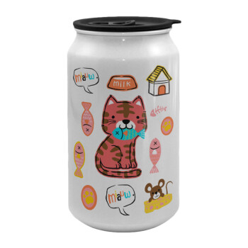 Cats and Fishes, Κούπα ταξιδιού μεταλλική με καπάκι (tin-can) 500ml