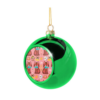 Cats and Fishes, Χριστουγεννιάτικη μπάλα δένδρου Πράσινη 8cm