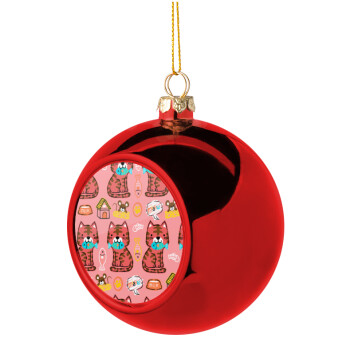 Cats and Fishes, Christmas tree ball Red 8cm