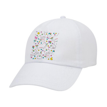 Cats unicorns, Adult Baseball Cap White 5-panel (POLYESTER, ADULT, UNISEX, ONE SIZE)