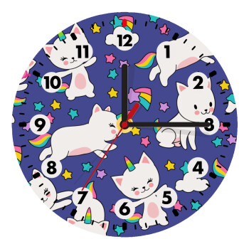 Cats unicorns, Wooden wall clock (20cm)