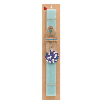 Cats unicorns, Easter Set, wooden keychain & aromatic flat Easter candle (30cm) (TURQUOISE)