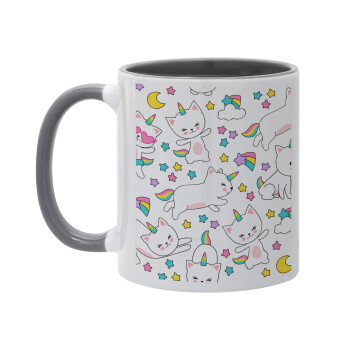 Cats unicorns, Mug colored grey, ceramic, 330ml