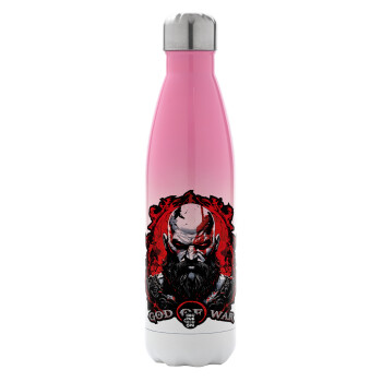 God of war, Metal mug thermos Pink/White (Stainless steel), double wall, 500ml