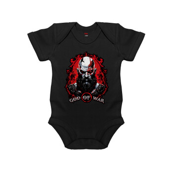 God of war, Βρεφικό φορμάκι μωρού, 0-18 μηνών, ΜΑΥΡΟ, 100% Organic Cotton, κοντομάνικο