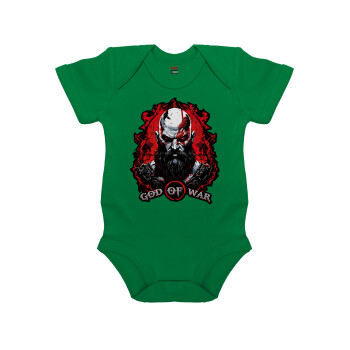 God of war, Βρεφικό φορμάκι μωρού, ΠΡΑΣΙΝΟ, 100% Organic Cotton, κοντομάνικο