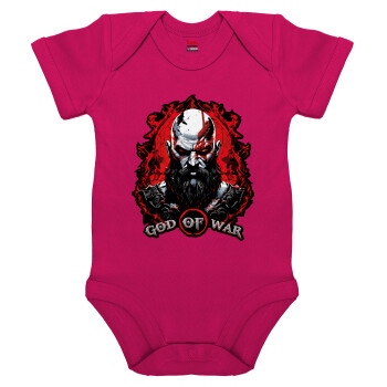 God of war, Βρεφικό φορμάκι μωρού, 0-18 μηνών, ΡΟΖ, 100% Organic Cotton, κοντομάνικο