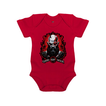 God of war, Βρεφικό φορμάκι μωρού, ΚΟΚΚΙΝΟ, 100% Organic Cotton, κοντομάνικο