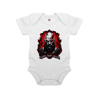 God of war, Βρεφικό φορμάκι μωρού, 0-24 μηνών, ΛΕΥΚΟ, 100% Organic Cotton, κοντομάνικο