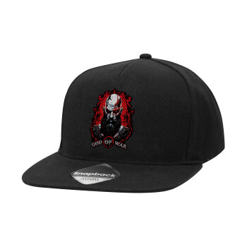 God of war, Adult Flat Snapback Hat Black, (100% COTTON TWILL, ADULT, UNISEX, ONE SIZE)