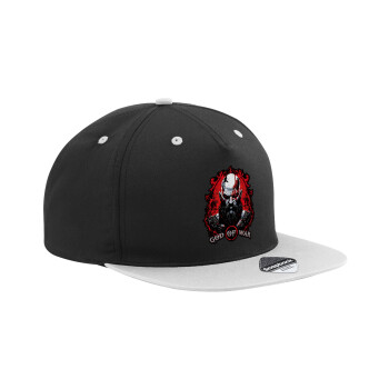 God of war, Adult Flat Snapback Hat Black/Grey, (100% COTTON TWILL, ADULT, UNISEX, ONE SIZE)