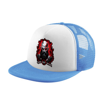 God of war, Καπέλο παιδικό Soft Trucker με Δίχτυ ΓΑΛΑΖΙΟ/ΛΕΥΚΟ (POLYESTER, ΠΑΙΔΙΚΟ, ONE SIZE)