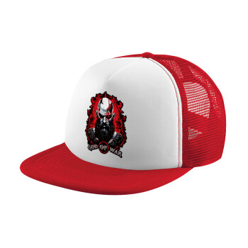 God of war, Καπέλο παιδικό Soft Trucker με Δίχτυ ΚΟΚΚΙΝΟ/ΛΕΥΚΟ (POLYESTER, ΠΑΙΔΙΚΟ, ONE SIZE)