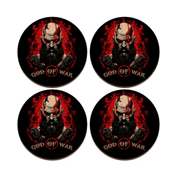 God of war, ΣΕΤ x4 Σουβέρ ξύλινα στρογγυλά plywood (9cm)