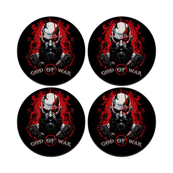 God of war, SET of 4 round wooden coasters (9cm)