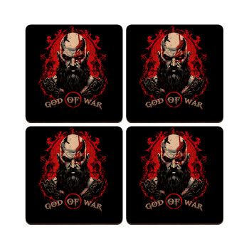 God of war, ΣΕΤ x4 Σουβέρ ξύλινα τετράγωνα plywood (9cm)