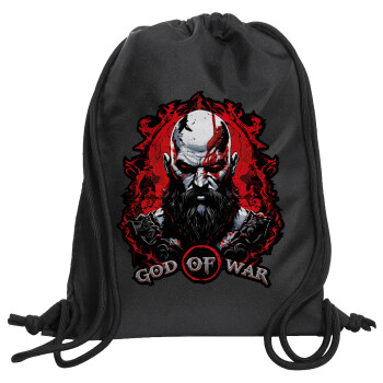 God of war, Τσάντα πλάτης πουγκί GYMBAG Μαύρη, με τσέπη (40x48cm) & χονδρά κορδόνια