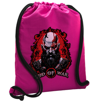 God of war, Backpack pouch GYMBAG Fuchsia, with pocket (40x48cm) & thick cords