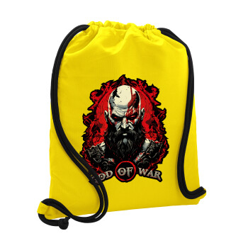 God of war, Backpack pouch GYMBAG Yellow, with pocket (40x48cm) & thick cords