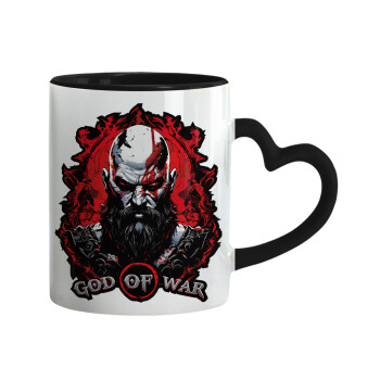 God of war, Mug heart black handle, ceramic, 330ml