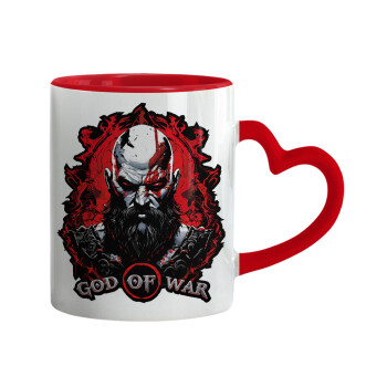 God of war, Mug heart red handle, ceramic, 330ml