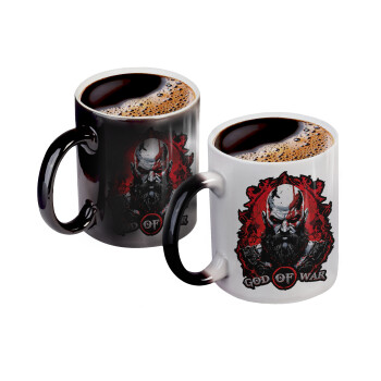 God of war, Color changing magic Mug, ceramic, 330ml when adding hot liquid inside, the black colour desappears (1 pcs)