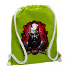 Backpack bag GYMBAG LIME GREEN, with pocket (40x48cm) & thick cords