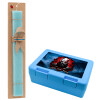 Easter Set, children's snack container BLUE & Easter aromatic flat candle (30cm) (TURQUOISE)