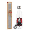 Easter candle, metallic white thermos bottle (500ml) & aromatic flat candle (30cm) (GRAY)