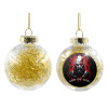 Transparent Christmas tree ball ornament with gold filling 8cm