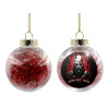 Transparent Christmas tree ball ornament with red filling 8cm