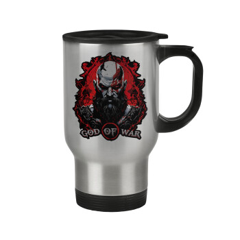 God of war, Stainless steel travel mug with lid, double wall 450ml