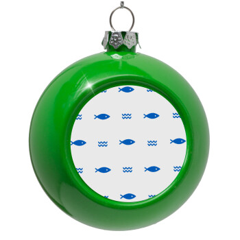 Fishing, Green Christmas tree ornament bauble 8cm