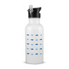 White water bottle with straw, stainless steel 600ml