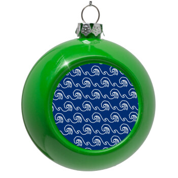 Blue Waves, Green Christmas tree ornament bauble 8cm