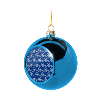 Blue Waves, Blue Christmas tree ball ornament 8cm