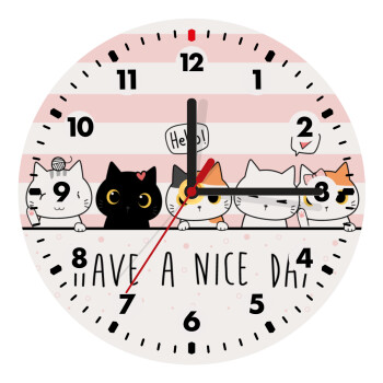 Have a nice day cats, Ρολόι τοίχου ξύλινο (20cm)