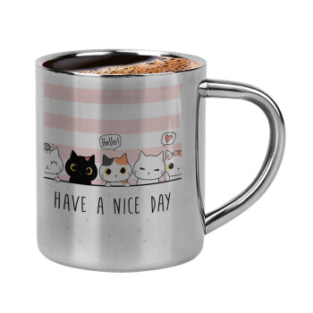 Have a nice day cats, Double-wall metal cup for espresso (220ml)