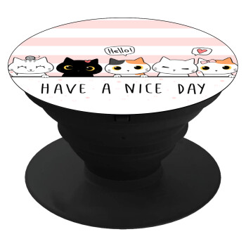 Have a nice day cats, Phone Holders Stand  Black Hand-held Mobile Phone Holder